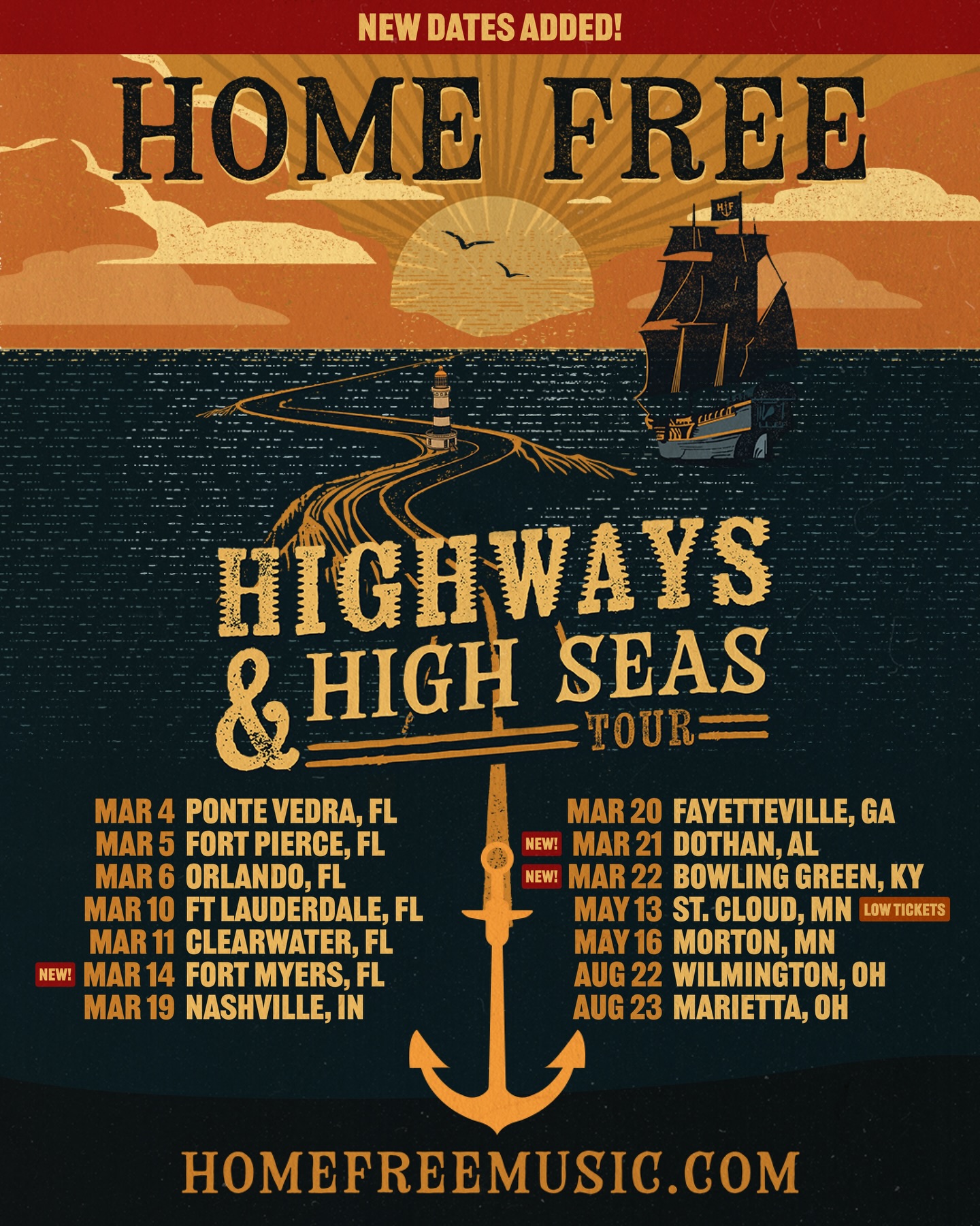 Home Free Highways And High Seas Tour Poster 2026